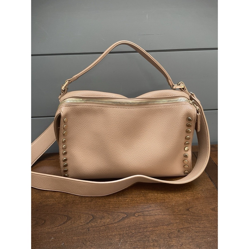 DREAM CONTROL Womens Crossbody Shoulder Bag Beige Tan Gold Classic Studded